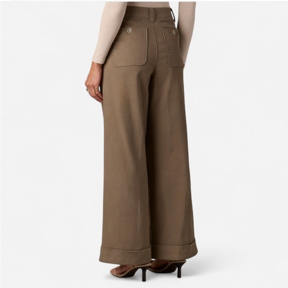 Wit & Wisdom SKYRISE PLEATED WIDE LEG TROUSERS WITH FIXED CUFF in Olive Green - Picture 3 of 10